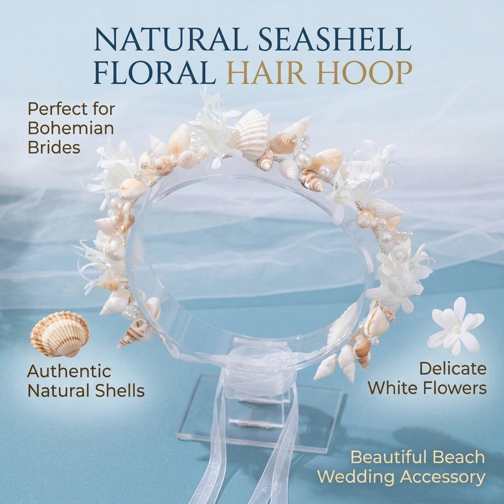 Shell-Flower Hairband for Women Hand-made Bridal Headpiece with Natural Seashell Peaceful Pleasures Health and Wellness