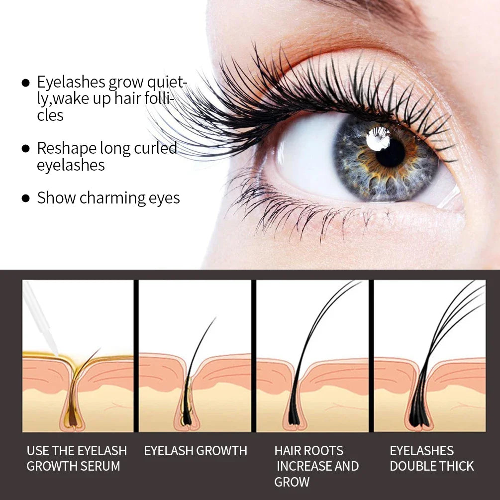 QIBEST 3-Pack Eyelash & Eyebrow Growth Serum | Fuller Lashes