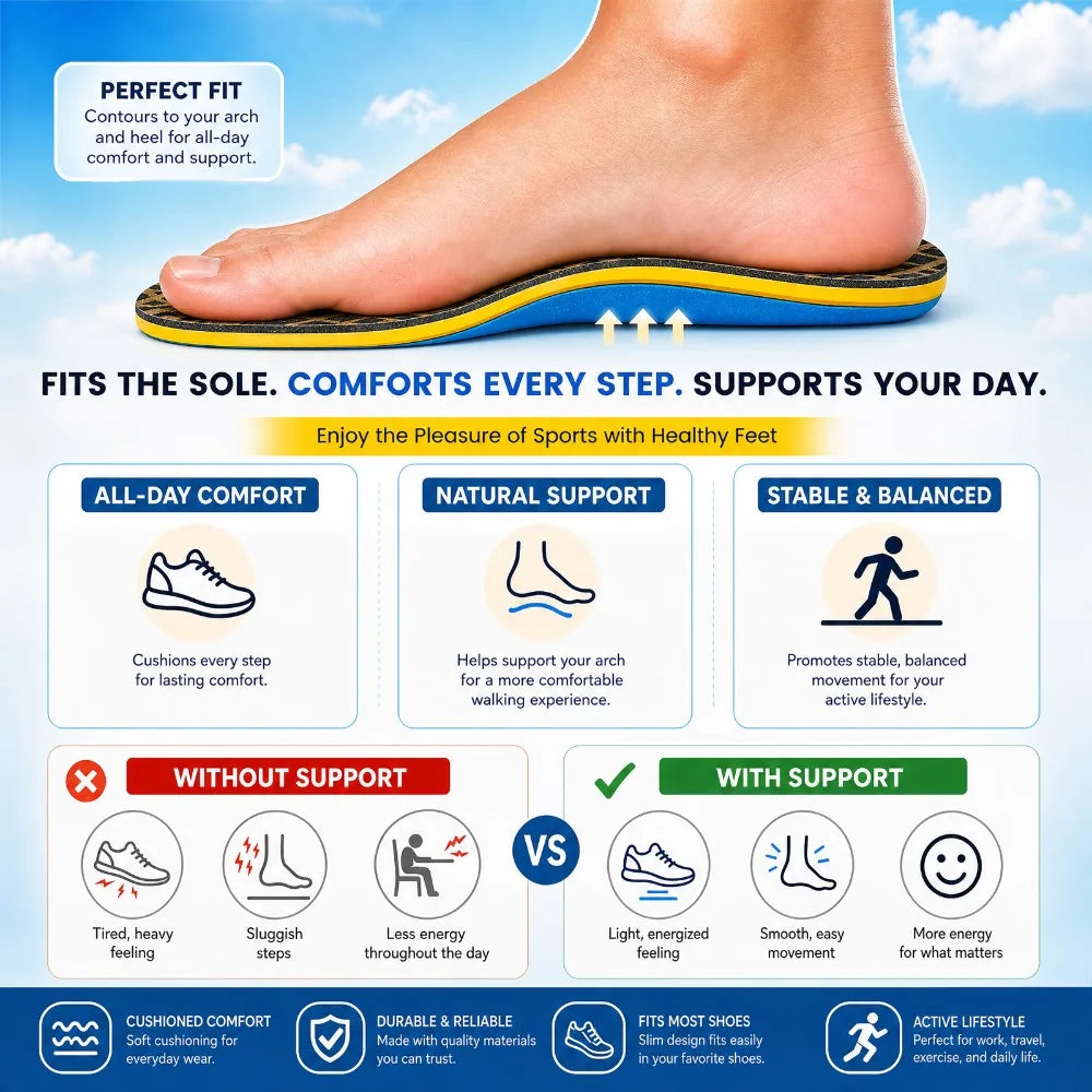 EVA Arch Support Insoles | Breathable Cushion for Men & Women
