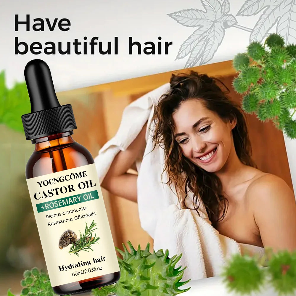 Castor & Rosemary Oil for Hair Growth – Thicker, Shinier Hair Hair Growth Oil Peaceful Pleasures Health and Wellness