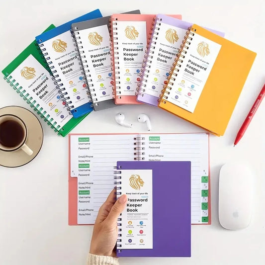 A6 Password Log Book Alphabetical Tabs Spiral Bound Organizer Home Peaceful Pleasures Health and Wellness