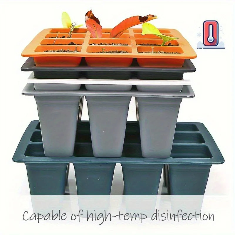 9-Cell Silicone Seed Germination Tray with Drainage Holes