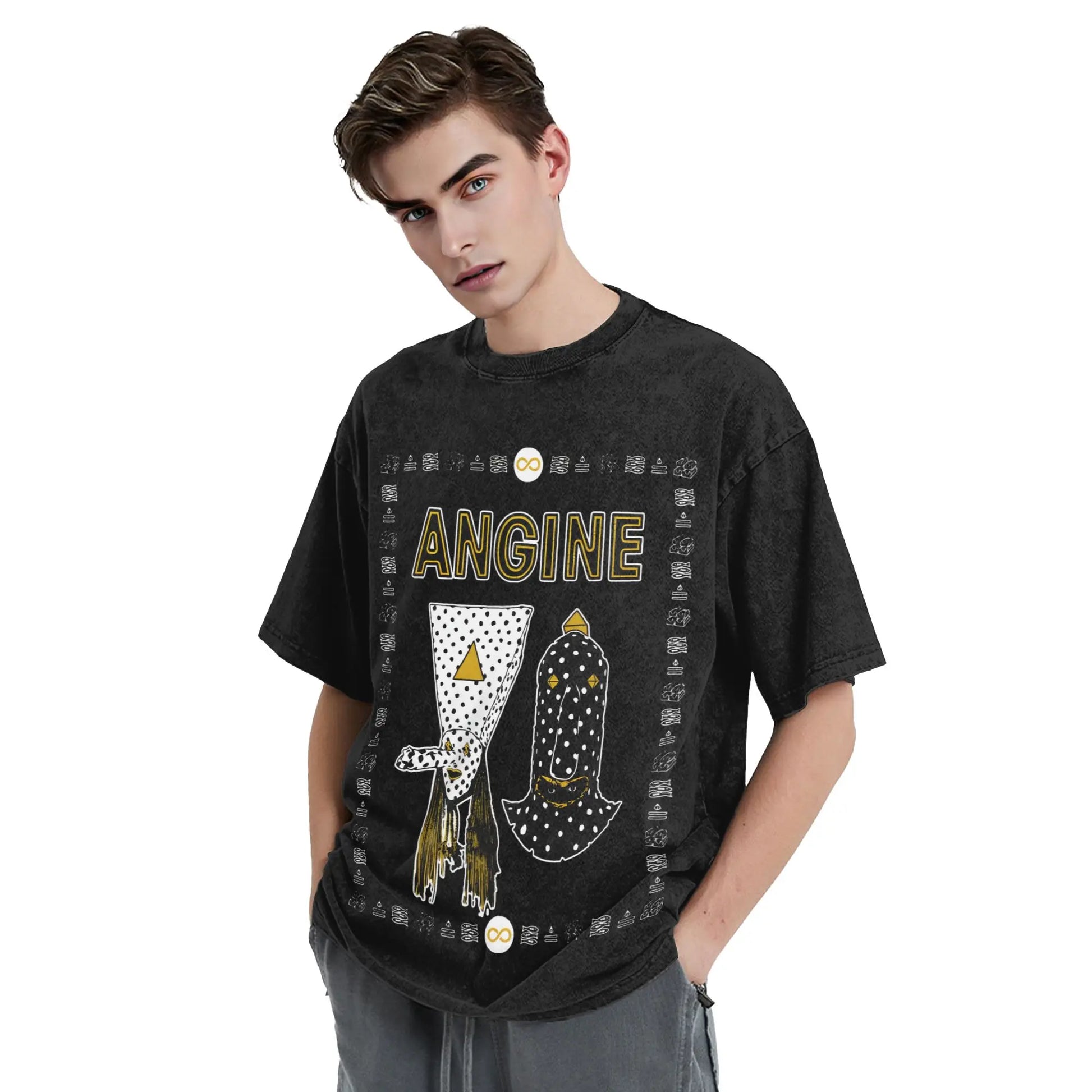 Angine De Poitrine Band T-Shirt Summer Y2K Basic T Shirts Casual Leisure Tee Shirt For Men Short Sleeve Loose Top Tees Peaceful Pleasures Health and Wellness