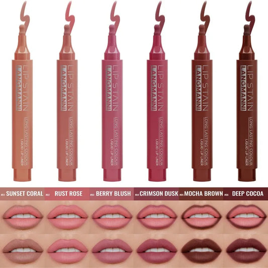Matte Liquid Lip Liner Pencil – Waterproof 6-Color Lipliner Liquid Lip Liner Peaceful Pleasures Health and Wellness