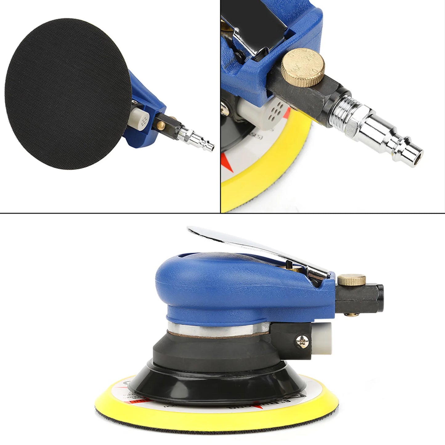 AT‑980 5"/6" Air Random Orbital Sander Round Polisher Pneumatic Hand Sanding Tool Round Sander Sander Random Orbital Sander Peaceful Pleasures Health and Wellness