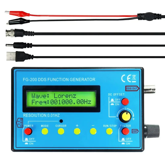 FG-200 DDS Function Signal Generator 0.01Hz-500KHz Adjustable Module Sine Square Triangle Sawtooth Waveform Output Peaceful Pleasures Health and Wellness
