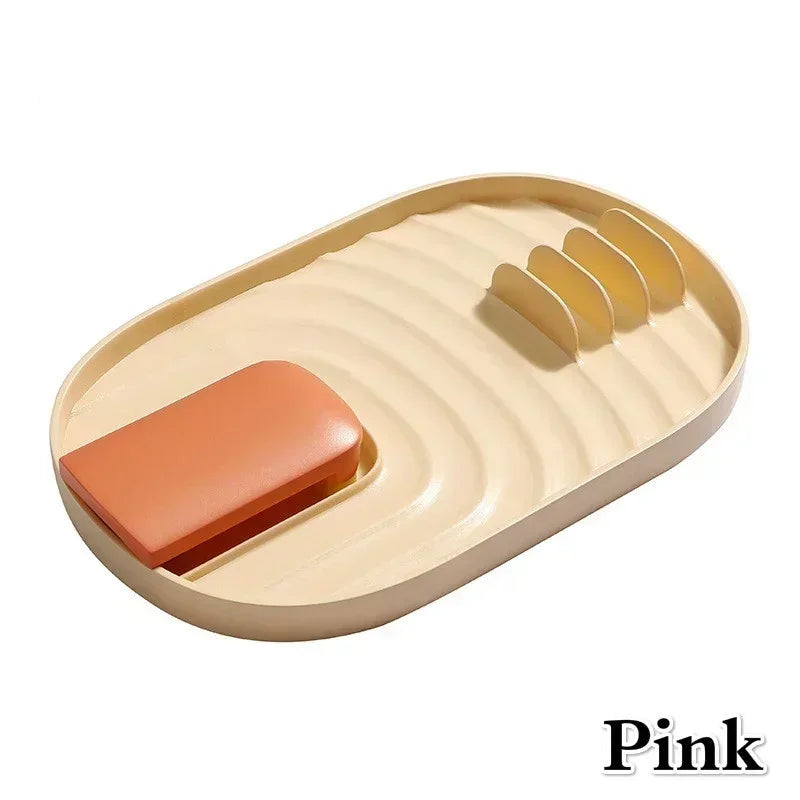 Kitchen Candy Storage Shelf Plastic Pan Pot Cover Lid Rack Stand
