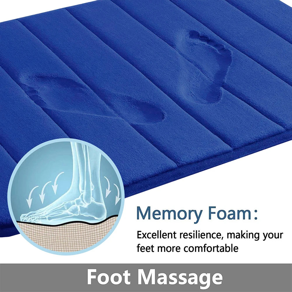 Memory Foam Bathroom Rugs Set Non Slip Extra Soft Water Absorbent Machine Washable & Dry Shower Toilet Mats for Tub Floor Beige Peaceful Pleasures Health and Wellness Dark Blue C 50x60CM U-Shape