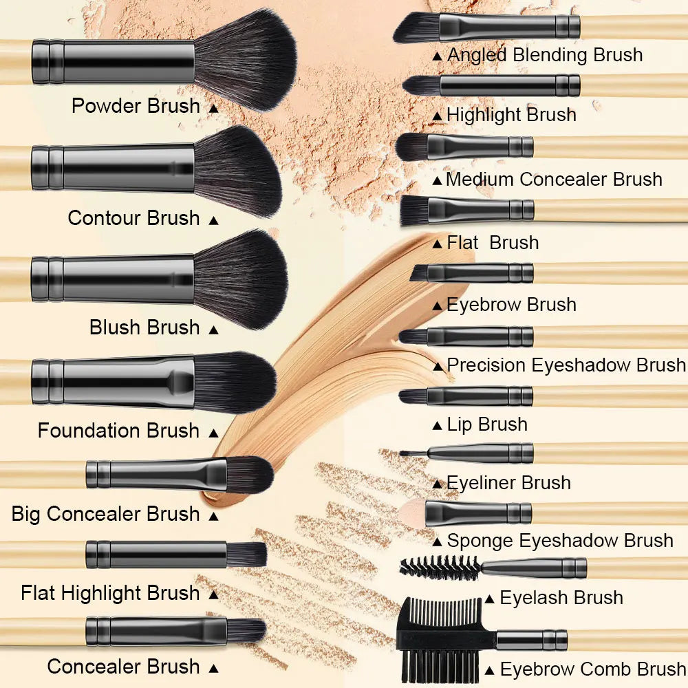18-Piece Professional Makeup Brush Set – Kabuki & Blending Kit