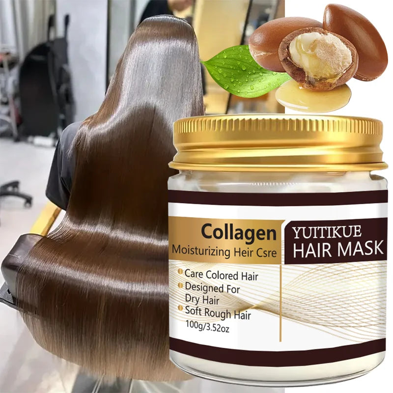 YUITIKUE Collagen Moisturizing Hair Mask | For Colored, Dry & Rough Hair | Deep Hydration & Softening Hair Repair Treatment 100g Peaceful Pleasures Health and Wellness