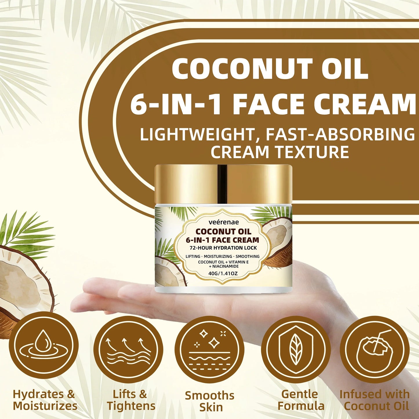 veérenae Coconut Oil 6-in-1 Face Cream – All Skin Types