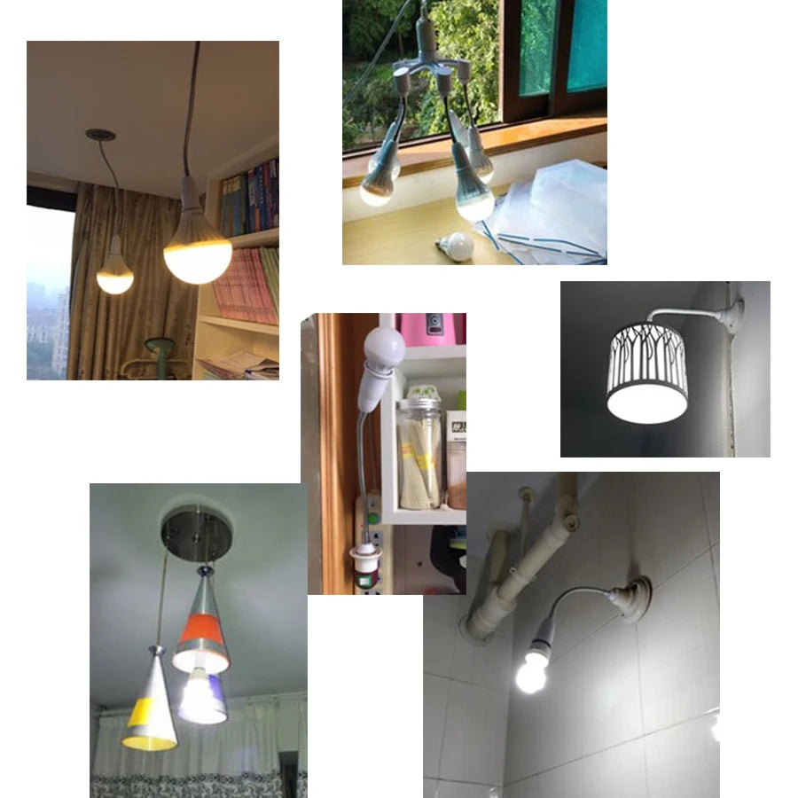 6cm 9cm 15cm 20cm 30cm 60cm Flexible E27 to E27 LED Bulb Extension Lamp Holder Base Socket AC85-265V LED Lamp Holder Converter Peaceful Pleasures Health and Wellness