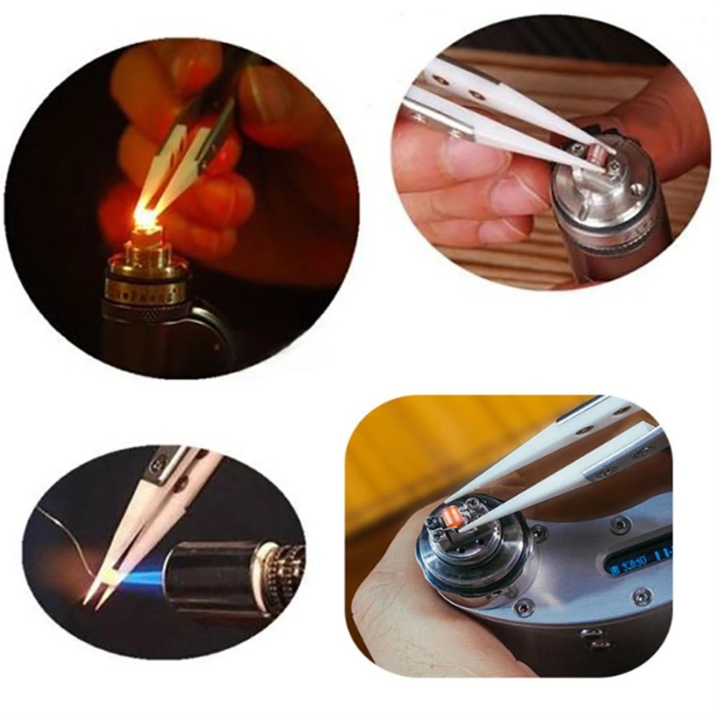 Ceramic Tip Stainless Steel Tweezers | Heat-Resistant Soldering