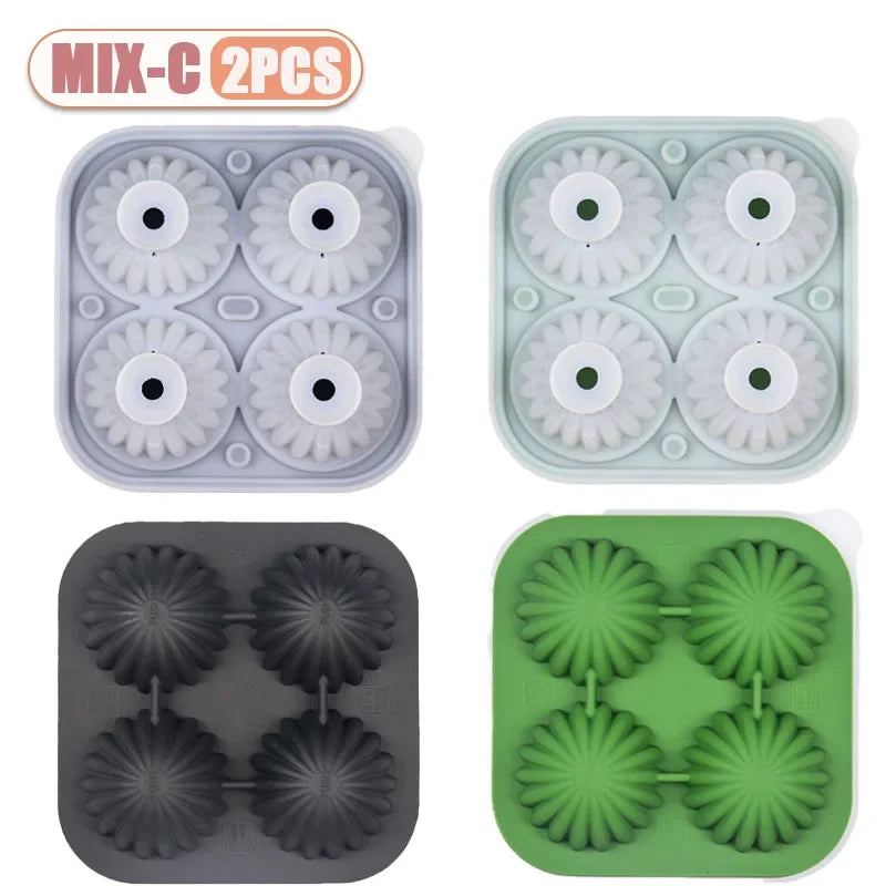 Cactus Ice Ball Mold – 4-Grid Silicone Sphere Ice Cube Tray