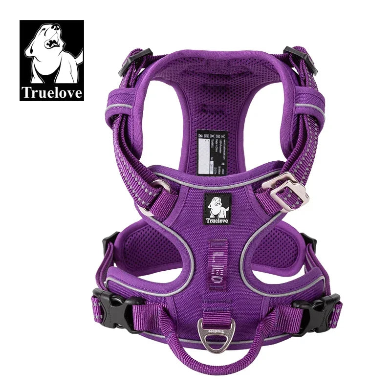 Truelove Pet Reflective Nylon Dog Harness No Pull Adjustable Medium Large Naughty Dog Vest Safety Vehicular Lead Walking Running Peaceful Pleasures Health and Wellness Purple XS UNITED KINGDOM