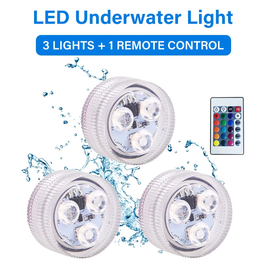 RGB LED Submersible Light with Remote – IP68 Pool & Garden Lamp