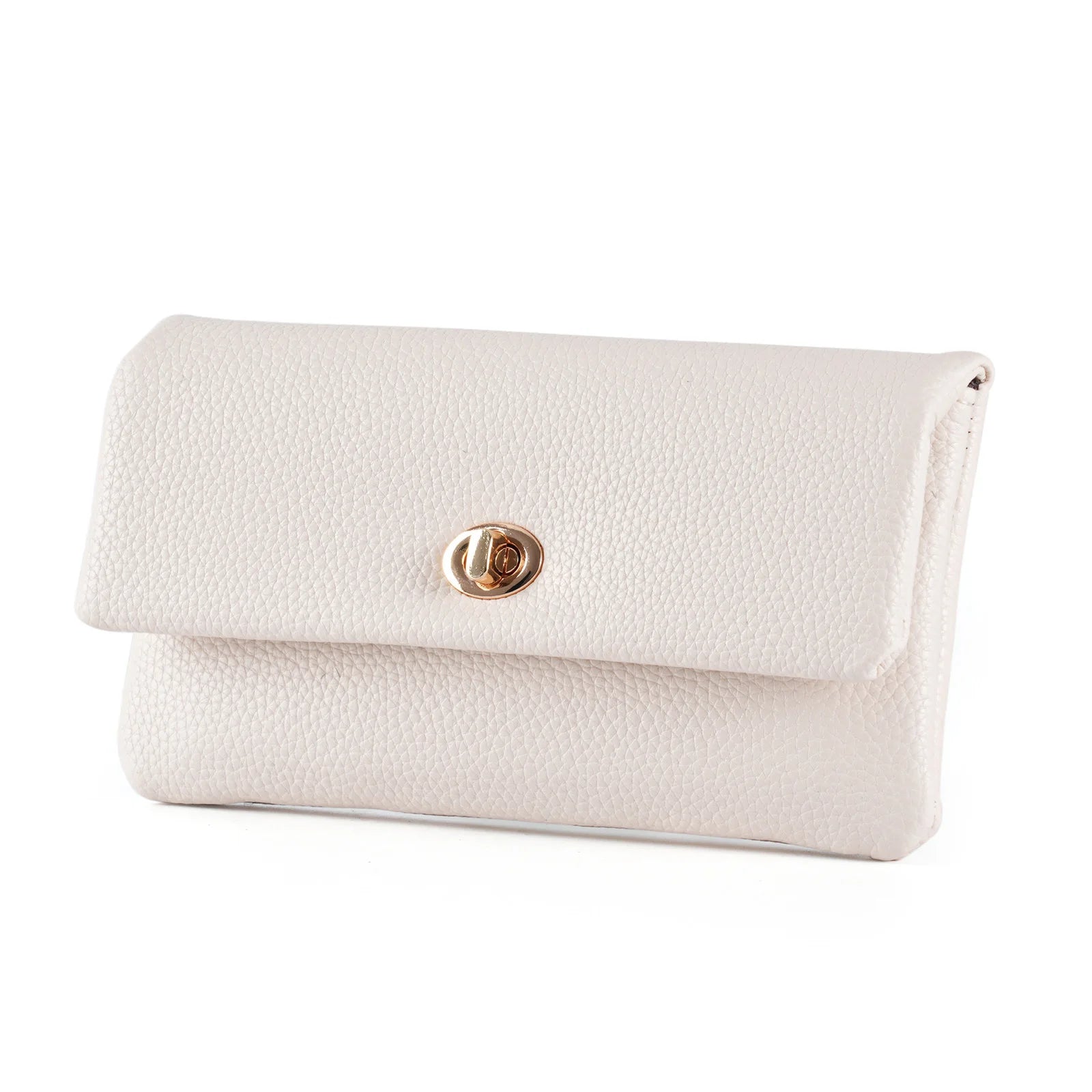 Long Wallet For Women With Snap Closure Large Capacity Purse Multi Pocket Clutch Handbag Pure Color Fashion Accessory Peaceful Pleasures Health and Wellness WHITE