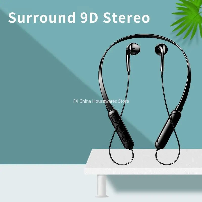 Wireless 9D Bluetooth Headset NeckHanging Stereo Noise Reduction Universal 5.0 Sports Headset Microphone Peaceful Pleasures Health and Wellness