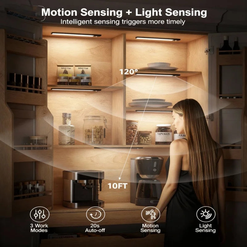 RUNTOIN Motion Sensor LED Cabinet Light | Dimmable USB Rechargeable