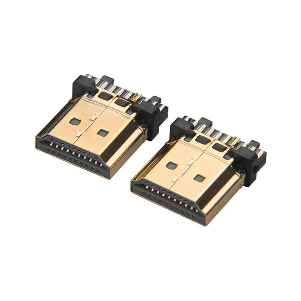 50/10pcs HDMI Male Connector Gold Plated 19 Pin Repair Plug Soldering Wire Type Connectors Use for Electronics Repair Peaceful Pleasures Health and Wellness
