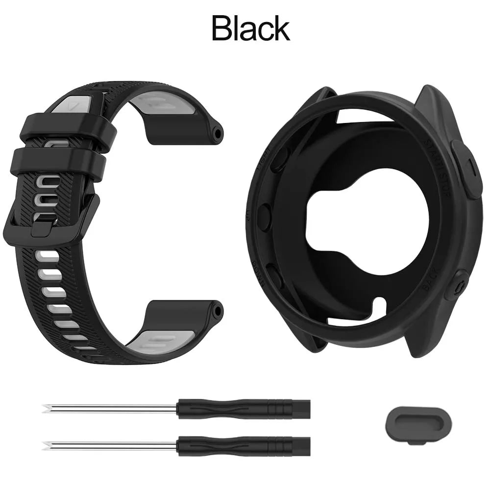 2-in-1 Silicone Case & Strap for Garmin Forerunner 965 Peaceful Pleasures Health and Wellness Black