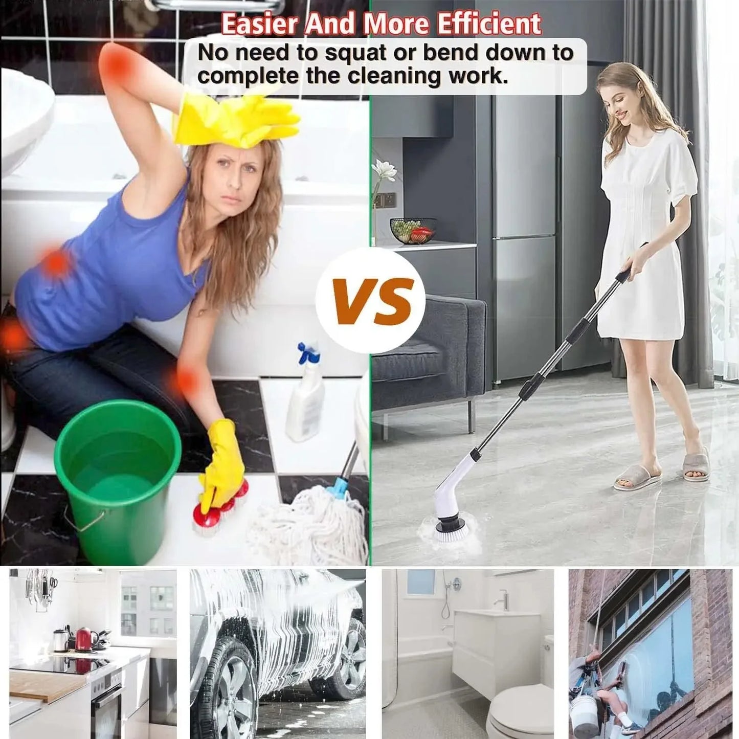 Powerful Cordless Electric Spin Scrubber Multipurpose Cleaning Brush for Bathroom Kitchen Shower Sink Tile Grout Peaceful Pleasures Health and Wellness