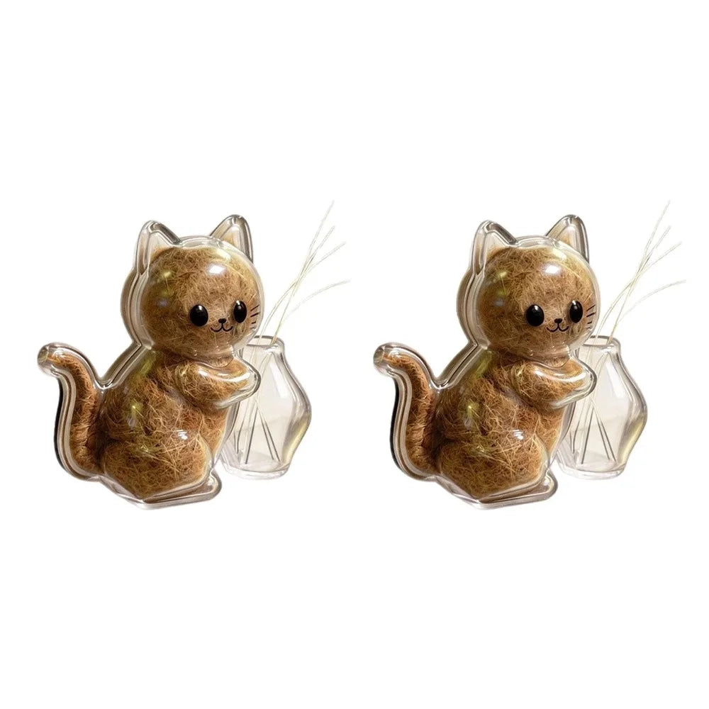 1/2/4pcs Cat Shape Creative Magnetic Refrigerator Sticker Pet Beard Hair Collector Cat Fur Whisker Transparent Commemorative Box Peaceful Pleasures Health and Wellness 2pcs