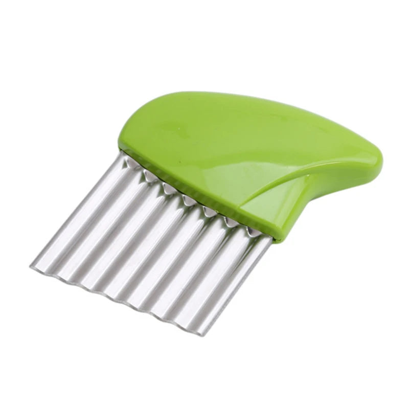 Potato Cutter Chip French Fry Maker Stainless Steel Wavy Knife French Fries Chopper Knife Chopper French Fry Kitchen Tools Peaceful Pleasures Health and Wellness Green