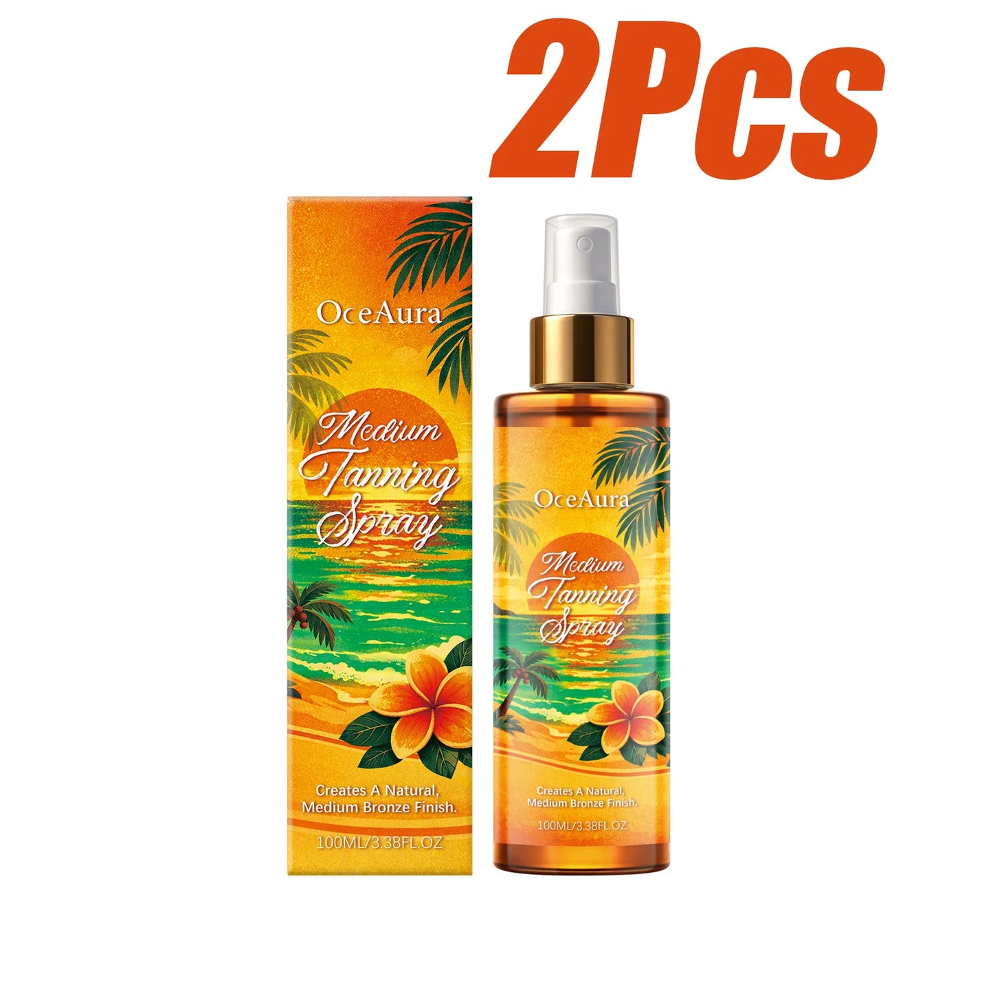 OceAura Self Tanning Spray – DHA Sunless Tanner Body & Face Peaceful Pleasures Health and Wellness 2 x 100ml Boxed