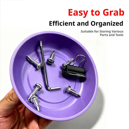 Double‑Sided Magnetic Screw Tray Purple Storage Bowl For Screws Nuts Bolts Stainless Steel Tools Tray For Car Suction Pad Tools Peaceful Pleasures Health and Wellness