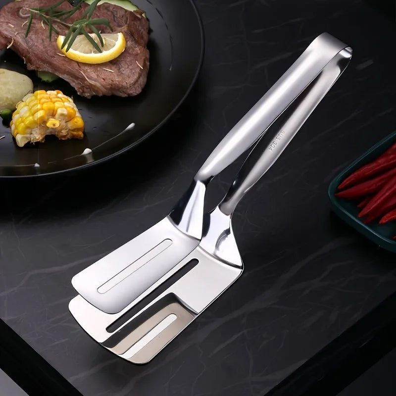 Stainless Steel Cooking Tongs & Spatula – Fish, Meat & Pizza