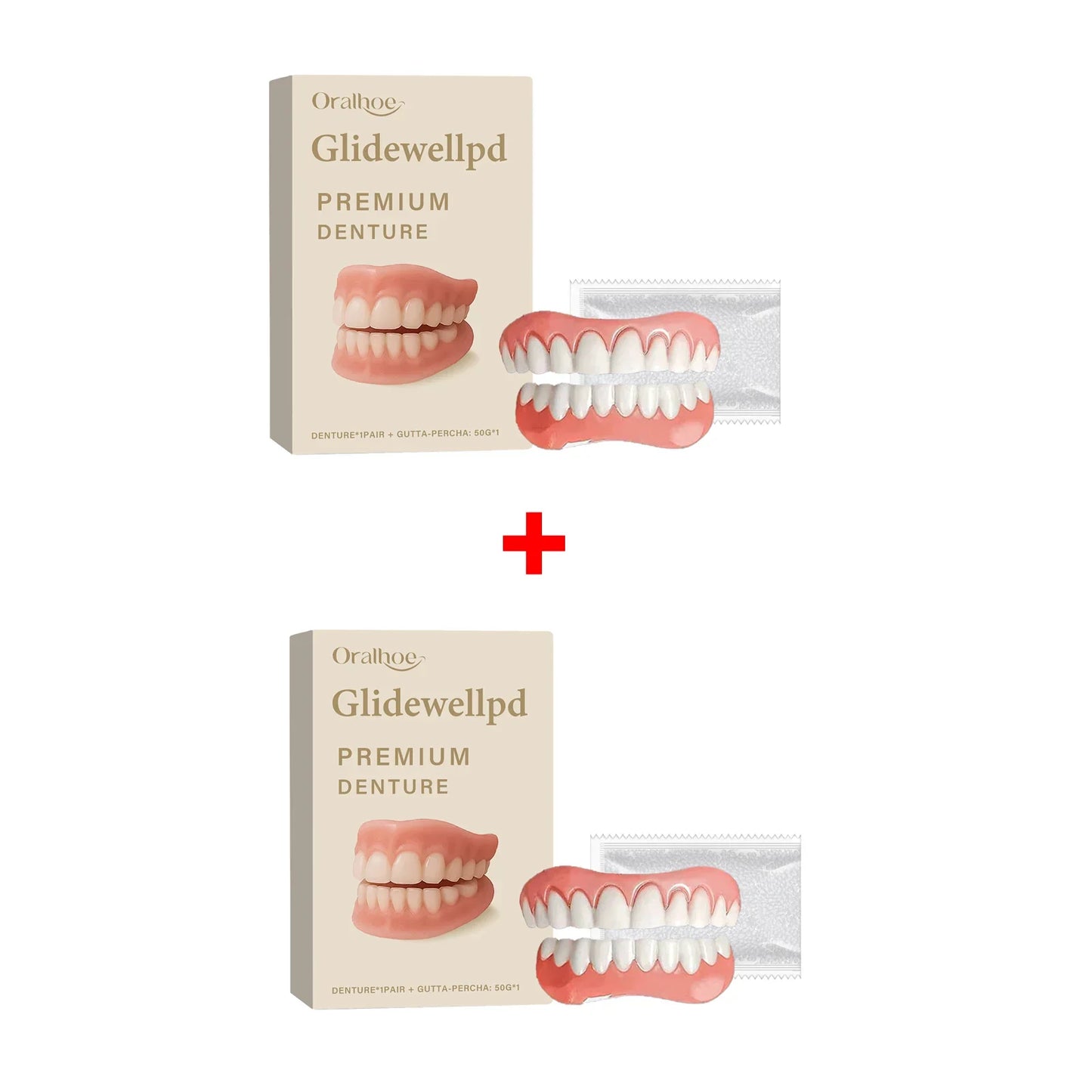 Oralhoe Soft Silicone Temporary Dentures Full Set – Upper & Lower