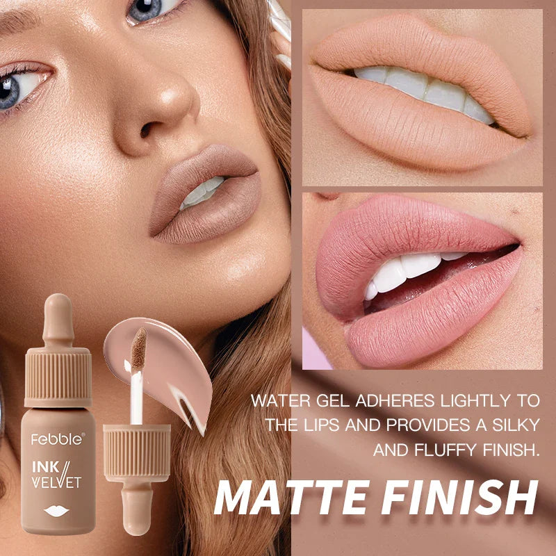 Febble 6-Shade Matte Velvet Liquid Lipstick – Long-Lasting Nude