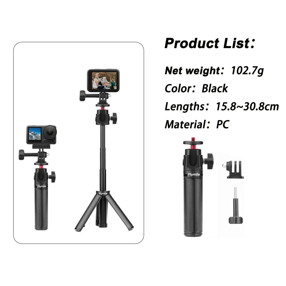 Selfie Stick Tripod For DJI Action 5 Pro 4/Osmo 360/Pocket 3/4/Insta360 Ace Pro 2,Camera Live Streaming Photography Accessories Peaceful Pleasures Health and Wellness Tripod A Black