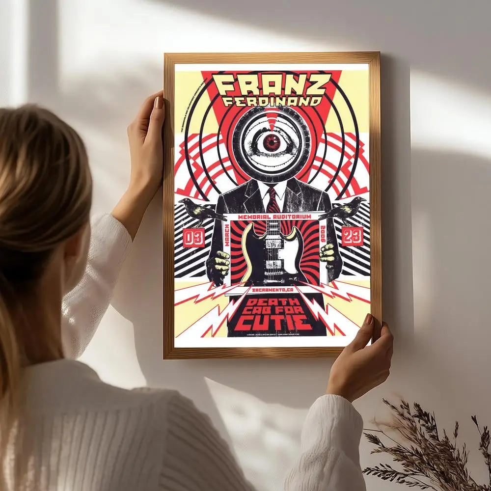 Band F-Franz Ferdinand Poster HD Self Adhesive Waterproof Wall Art Ideal for Home Office Dorm Bedroom Great Gift Peaceful Pleasures Health and Wellness White5 40X50cmNoframe
