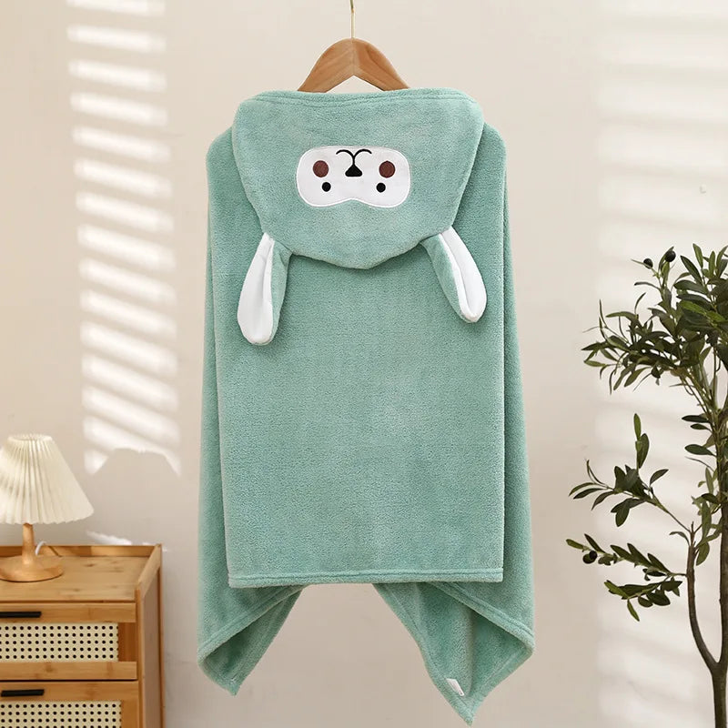 Kids Hooded Bath Towel | Coral Fleece Toddler Bathrobe