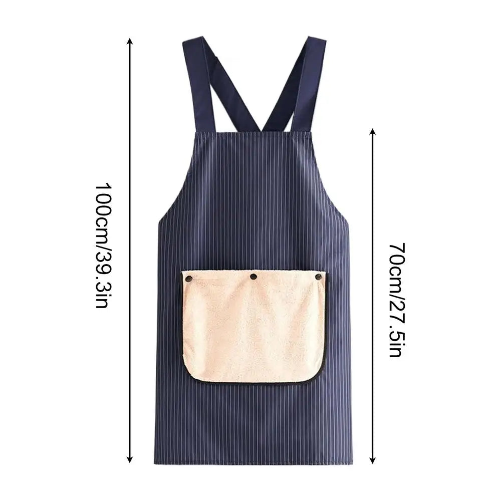 Waterproof Cross Back Kitchen Apron with Removable Towel