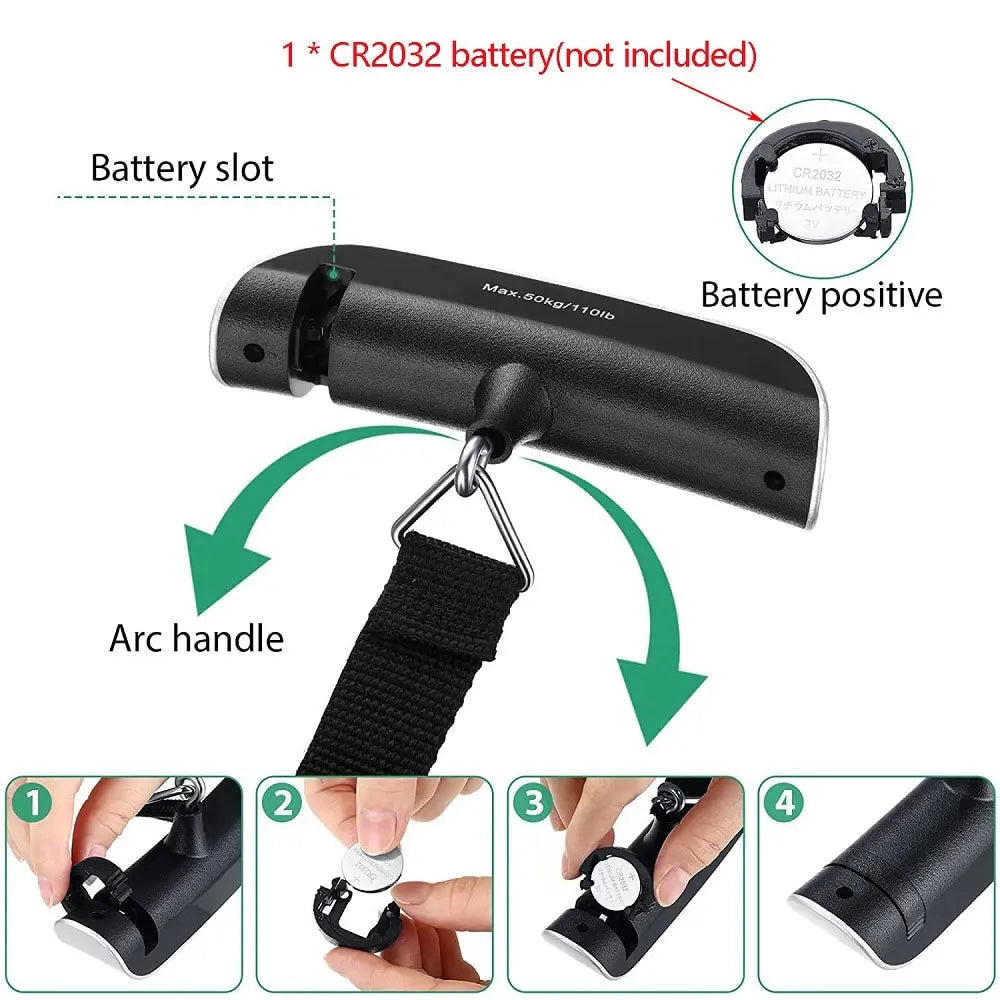 Portable Digital Luggage Scale 110lb/50kg LCD Hanging Travel Scale
