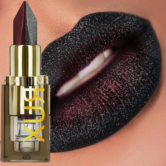KAFURUX Two-Tone Glitter Matte Metallic Lipstick | Red & Black Metallic Lipstick Oasis Select
