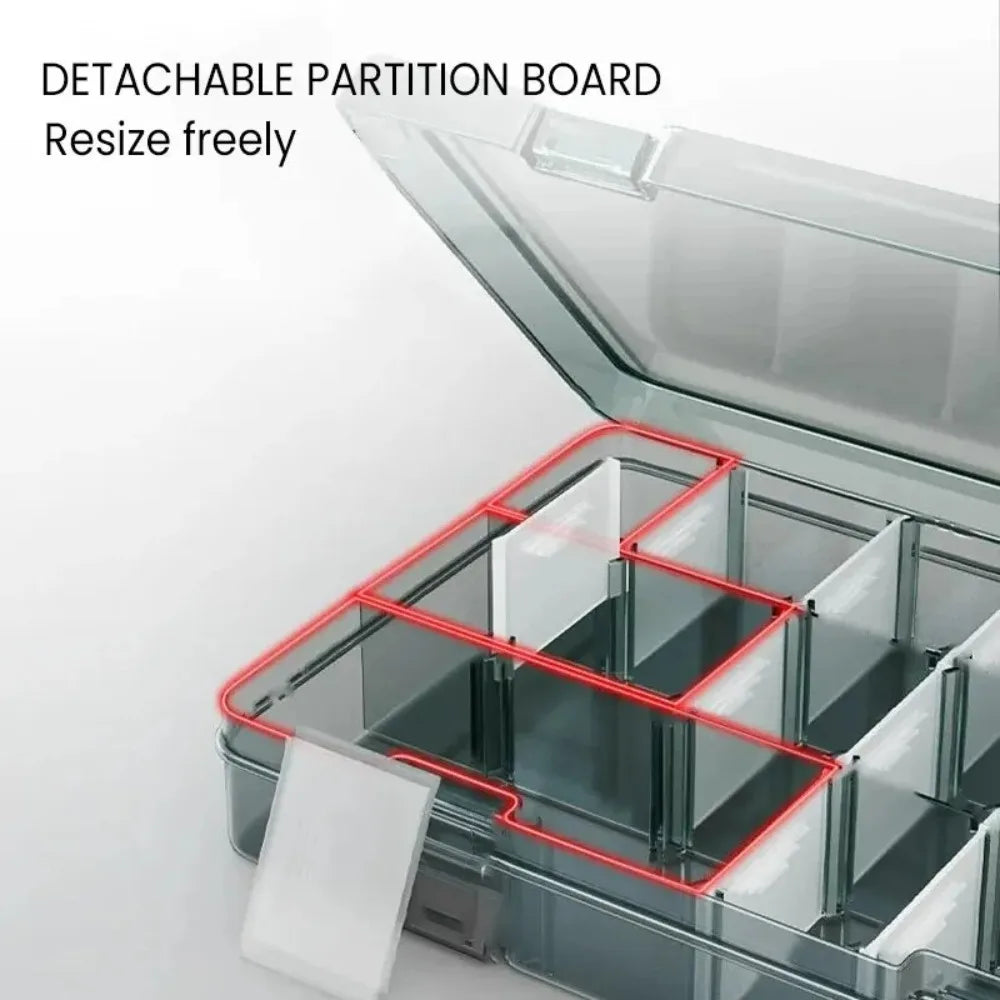 Transparent Plastic Parts Box with Removable Dividers