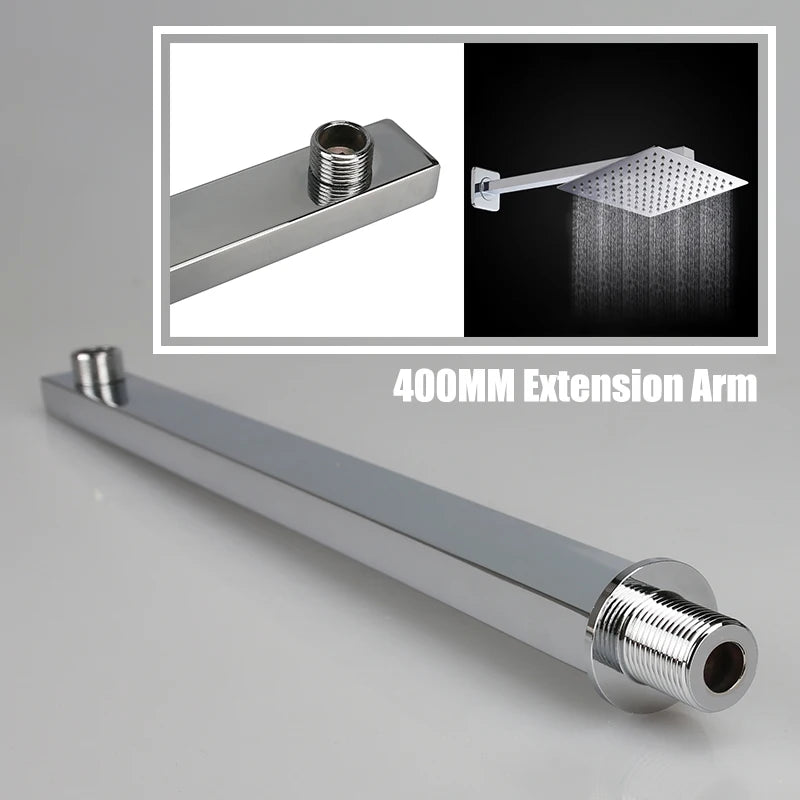 40cm Shower Extension Arm 304 Stainless Steel Wall Mounted Silver Polished Extra Arm Bathroom Bracket Bar For Rain Shower Head Peaceful Pleasures Health and Wellness