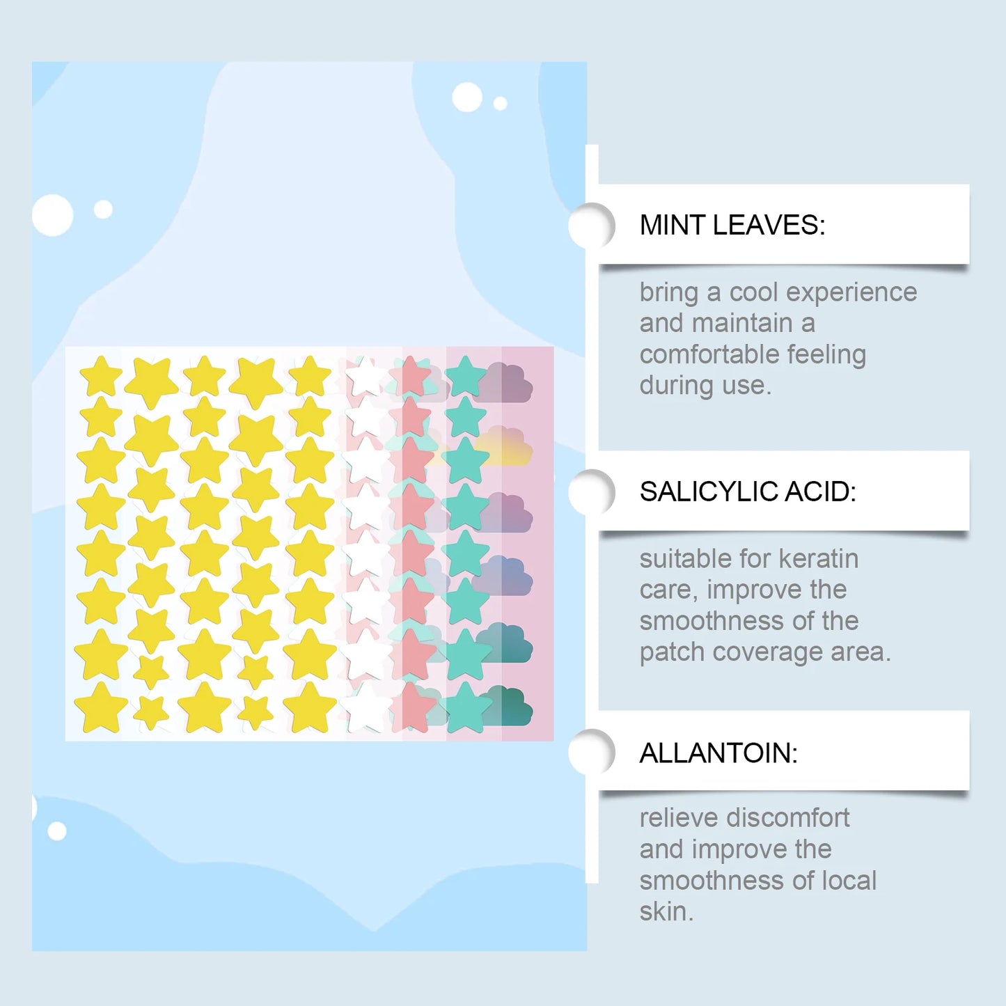 178-Pc Colorful Hydrocolloid Acne Patches – Stars & Clouds