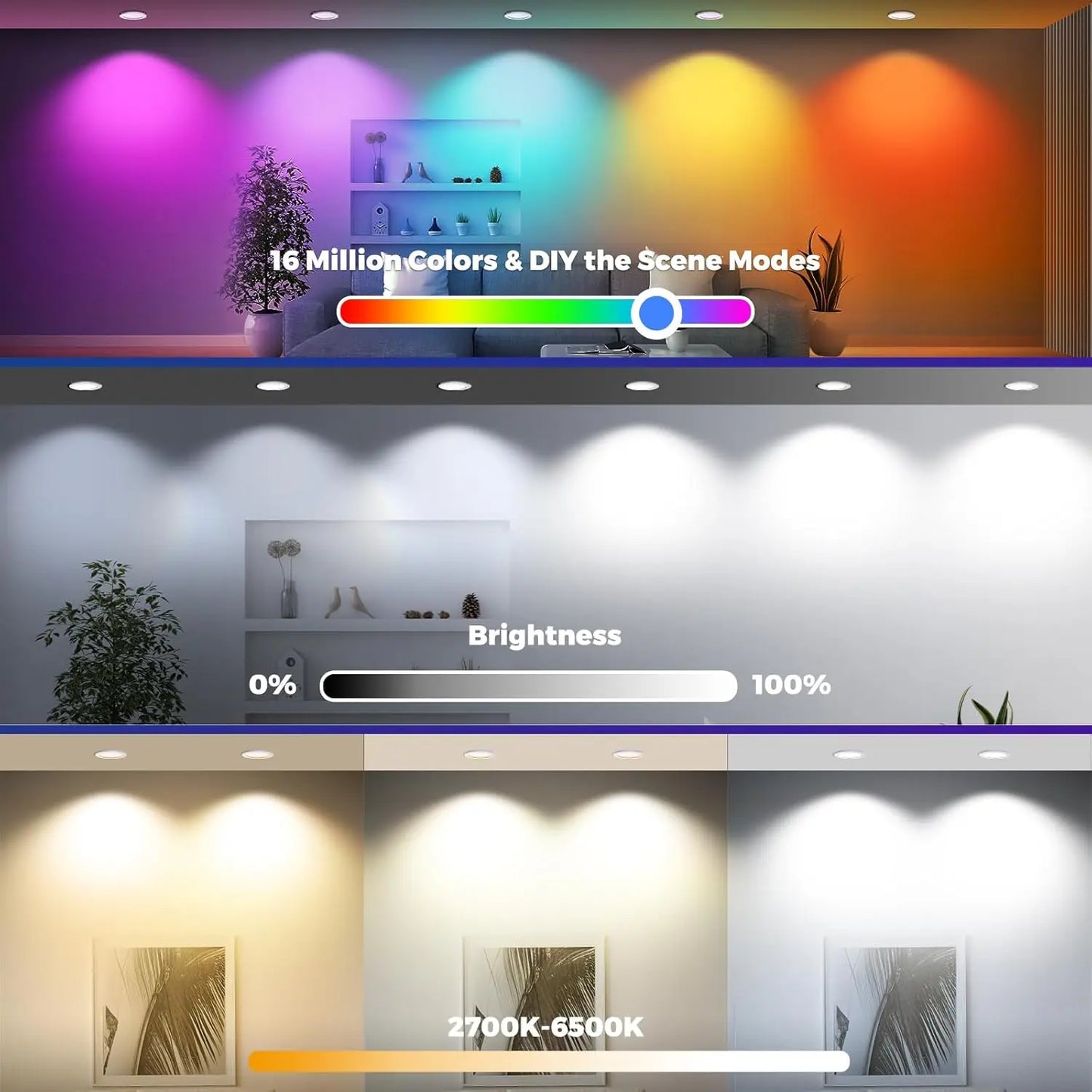 RUNTOIN 10W RGB Smart LED Downlight | Tuya App, 16M Colors