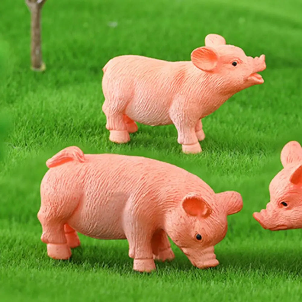 3-Pack Cute Pig Miniature Figurines | Waterproof Garden Statues