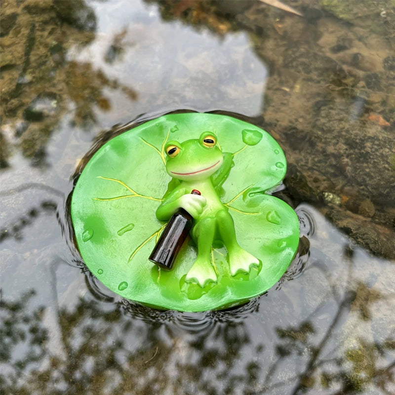 Floating Frog Pond Ornament | Resin Figurine Garden Decor Garden Figurine Peaceful Pleasures Health and Wellness Floating Frogs