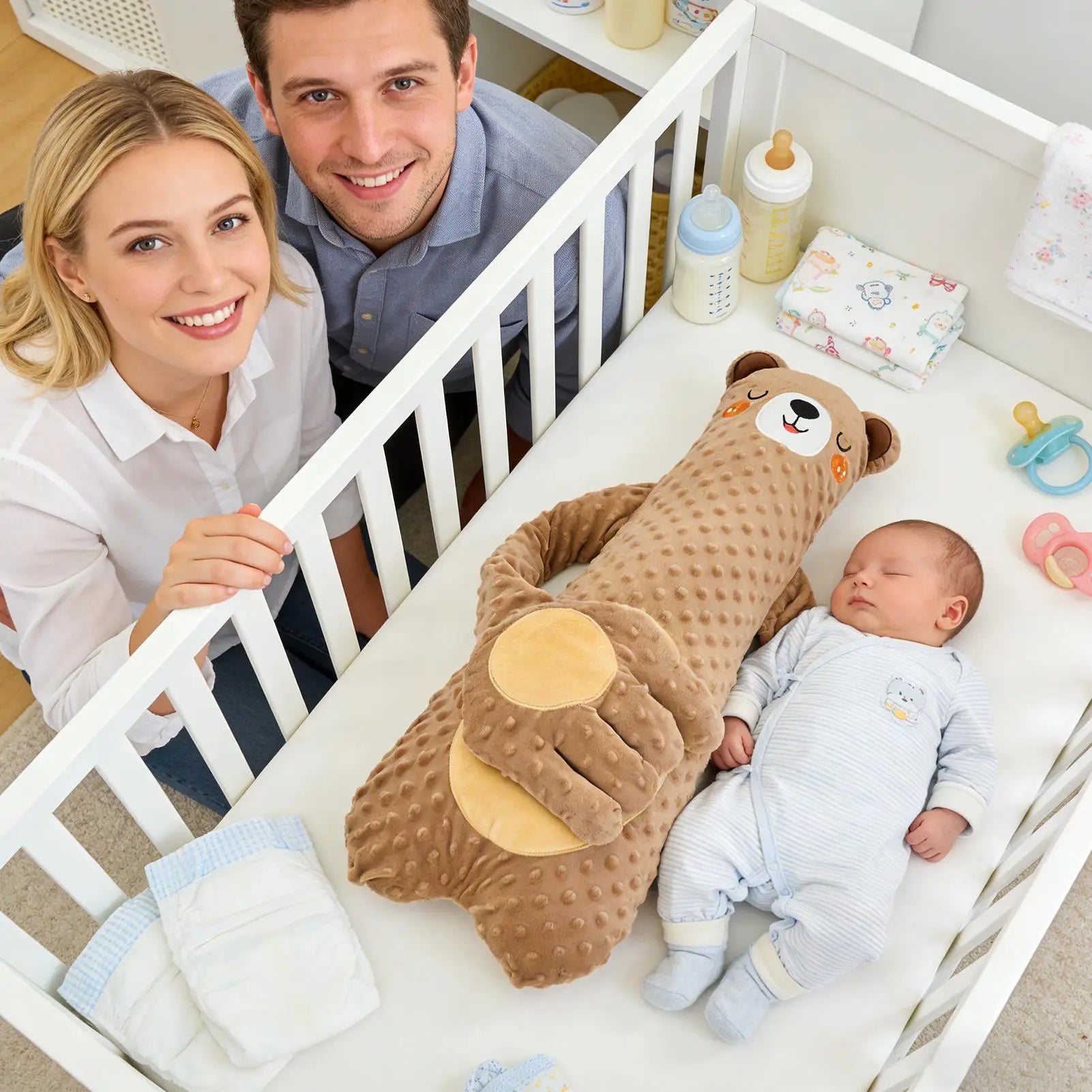 Patting Soother Pillow for Kids, Soft Hugging Electric Plush Toy with Remote Gentle Vibration Calmings Sleep Aid for Bed Crib Peaceful Pleasures Health and Wellness