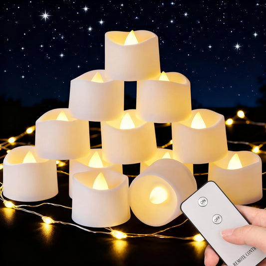 LED Tea Lights with Remote Control lameless Tealights Candles Battery Operated Flickering Tea Lights for Christmas Halloween Dec Peaceful Pleasures Health and Wellness 48 Pcs