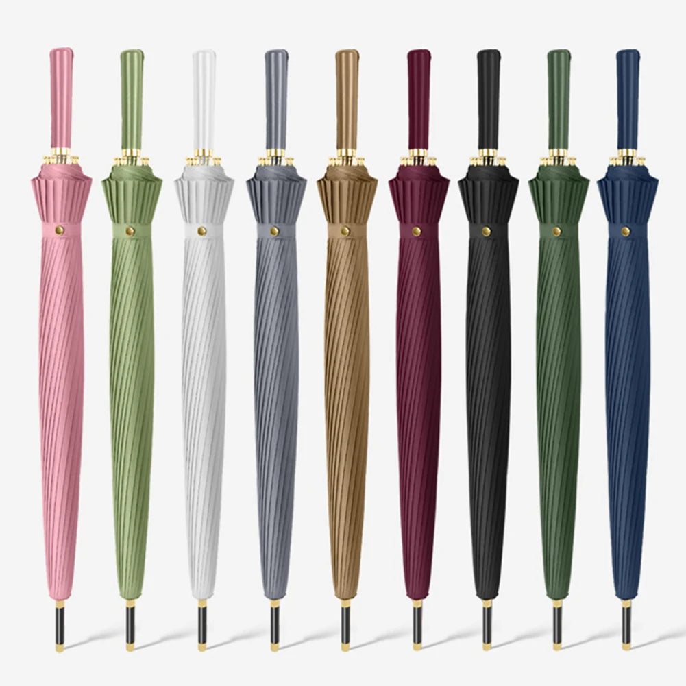 Automatic 24 Bone Umbrellas Fashion Solid-Color Reinforcement Windproof Parasols All-Weather Umbrellas For Rainy Day Peaceful Pleasures Health and Wellness