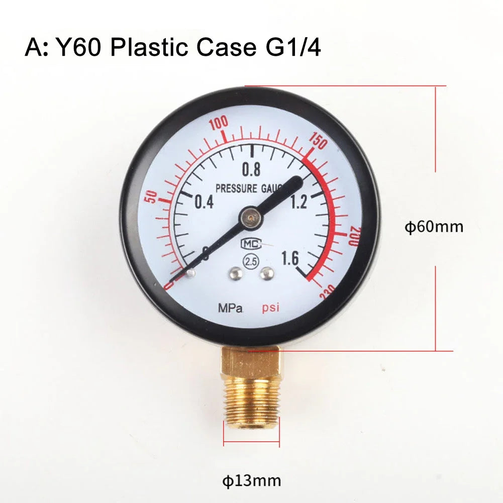 Y60 Pressure Gauge 0–230PSI G1/4 – Air, Water & Fluid