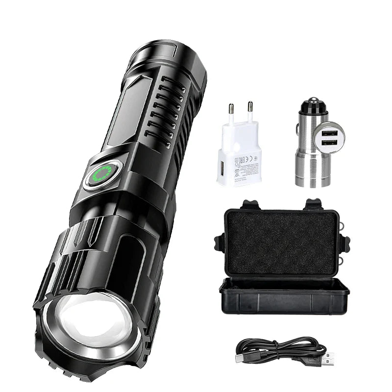 Rechargeable Zoomable LED Flashlight – Waterproof Tactical Torch